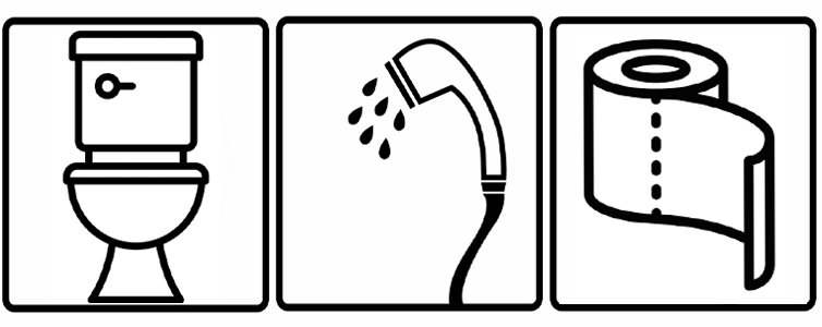Pedestal, wipe, and wash application icons