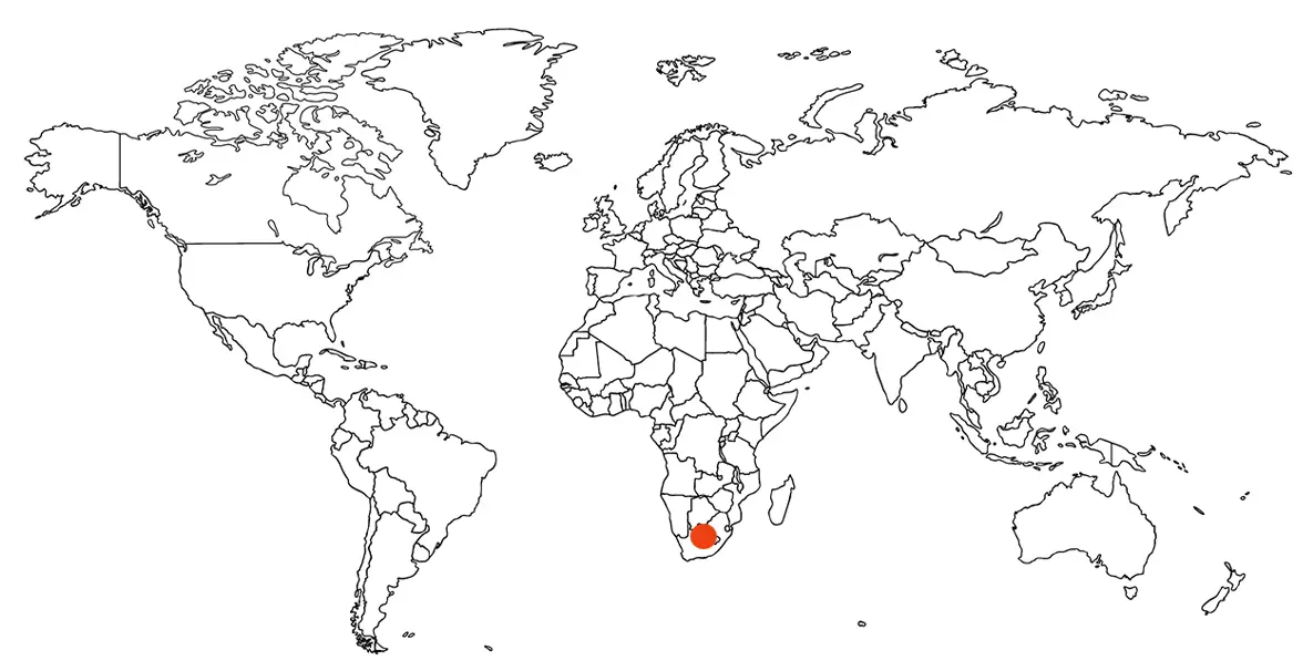 Map with markers in  South Africa