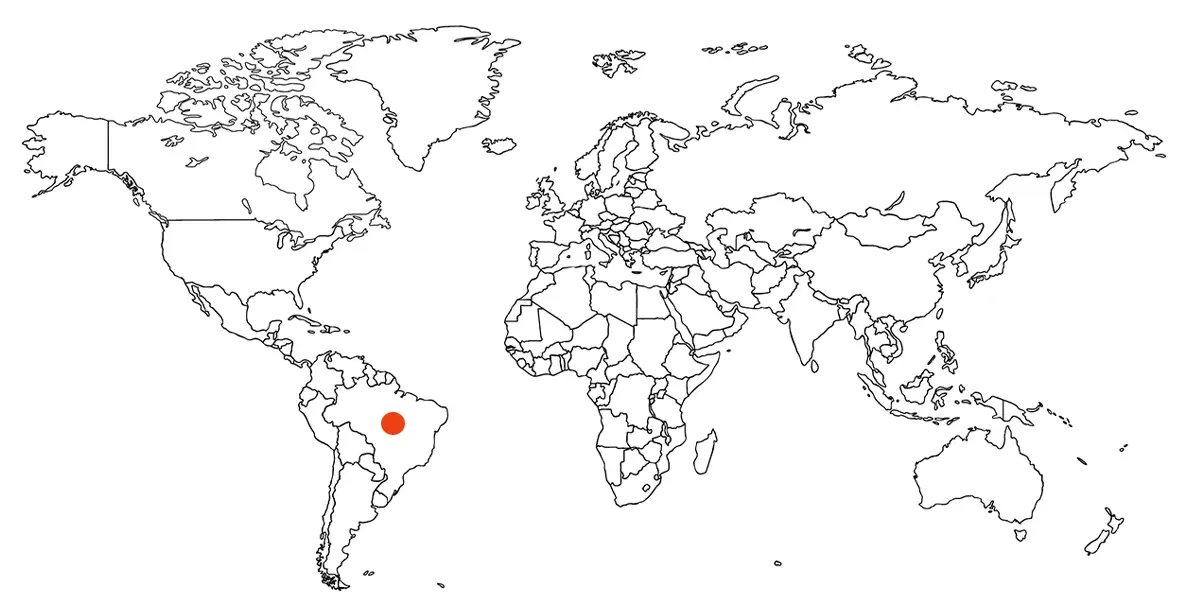 Map with markersfor Brazil