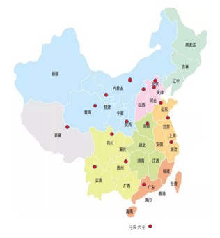 Map of units across China