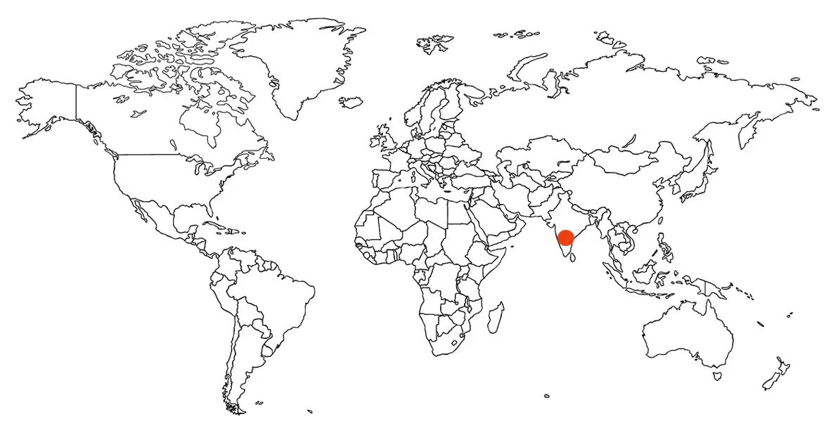 Map with marker in India