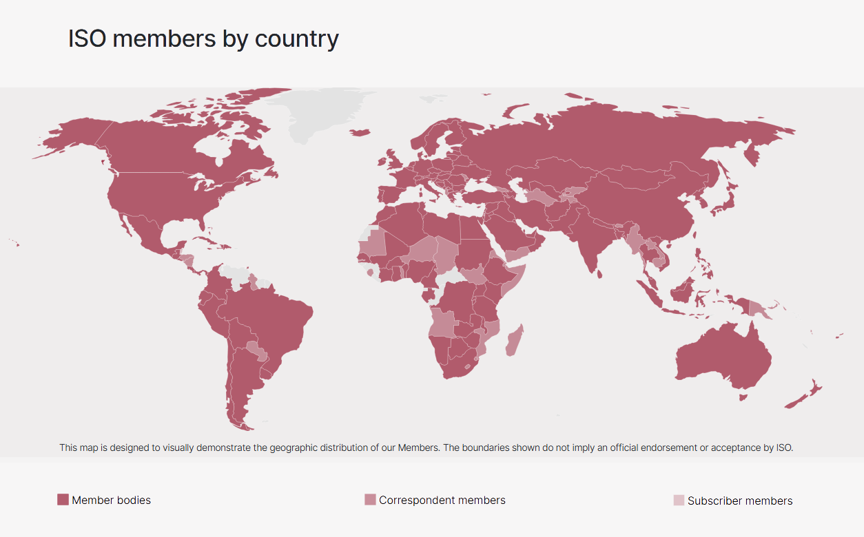 Map of ISO members.