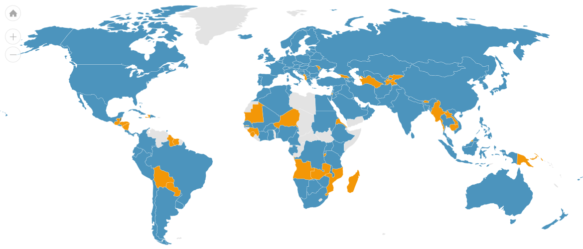 Map of ISO members.